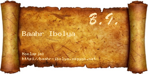 Baahr Ibolya névjegykártya